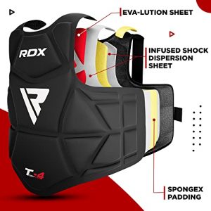 RDX Boxing Body Protector, MMA Kickboxing Muay Thai Chest Guard, SATRA Approved, Sparring Training Heavy Punching, Adjustable Strike Shield, Martial Arts Upper Body Ribs Protection Pad, Taekwondo Vest