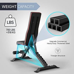 PASYOU Adjustable Weight Bench Press (9x4x3 Positions), Foldable Workout Bench, 700 Pounds Load Flat Incline Decline Strength Training Benches, Sit Up Exercise Equipment