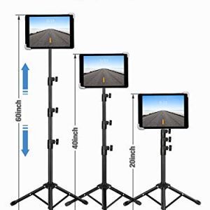 Elitehood Ipad Tripod Stand, Height Adjustable iPad Stand Holder & iPad Floor Stand with 360° Rotating iPad Tripod Mount for iPad Mini, iPad Air, iPad Pro and All 7.9-11.9 Inch Tablets