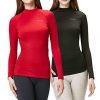 DEVOPS Women's 2 Pack Thermal Turtle Long Sleeve Shirts Compression Baselayer Tops (Small, Black/Red)