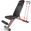 Pelpo Adjustable Weight Bench, Folding Weight Lifting Bench, Workout Benches for Home, Incline/Decline Bench for Full Body Workout, Strength Training Benches, Gym Bench with Fitness Resistance Bands