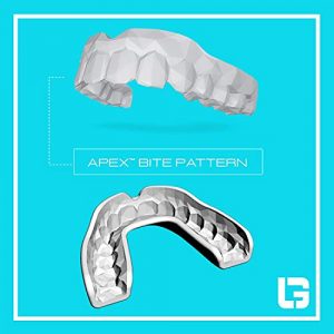 GuardLab APEX Mouthguard w/Case | Football, Basketball, Boxing, Wrestling, Soccer, Karate, Hockey, MMA | Adult & Youth | Pre-Indented for a Precise Fit (APEX/Gold Fangs, Medium)