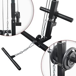 Power Cage 1000-Pound Capacity Exercise Stand Olympic Squat Cage Power Rack with LAT Pull-Down Attachment, Multi-Grip Pull-up Bar and Dip Handle for Men Women Strength Training Home Gym Equipment