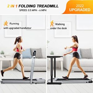 Foldable Treadmill for Home Use, Doufit TD-01 2 in 1 Under Desk Treadmill for Small Spaces, Indoor Electric Compact Workout Walking Running Exercise Machine with Remote Control (2022 Upgraded)