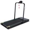 Under Desk Treadmill 17In Folding Electric for Home/Office 2-in-1 Walking Running Machine with Remote Control Installation-Free Space Saving, Dark black