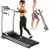 Electric Folding Treadmill for Home with LCD Monitor,Pulse Grip and Safe Key Fitness Motorized Running Jogging Walking Exercise Machine Space Saving for Home Gym Office Easy Assembly (Silver Gray)