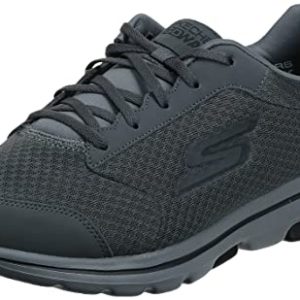 Skechers mens Gowalk 5 Qualify - Athletic Mesh Lace Up Performance Walking Shoe Sneaker, Charcoal/Black, 10.5 US