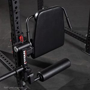 Titan Fitness Titan Series Plate-Loaded Leg Curl and Extension Rack Attachment, Rated 275 LB, Perform One-Leg Hamstring Curls Or Seated Leg Extensions
