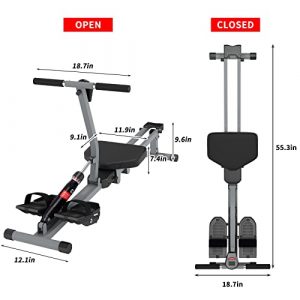 SogesHome Rowing Machine 265 LB Weight Capacity, BodyTrac Glider with Digital Monitor, 12 Level Adjustable Resistance and Comfortable Seat Cushion for Gym, Home Workout