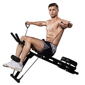 HANSTORM Adjustable Folding Sit Up Bench Workout, Abdominal Exercise Equipment Bench for Men and Women, Slant Bench for Strength Training Fitness, Black