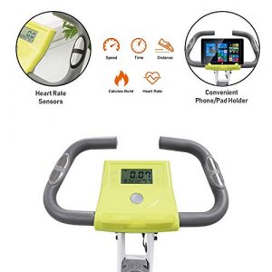 leikefitness LEIKE X Bike Ultra-Quiet Folding Exercise Bike, Magnetic Upright Bicycle with Heart Rate,LCD Monitor and easy to assemble 2200 (YELLOW)