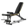 ZENOVA Weight Bench, Multi-Purpose Workout Bench Adjustable Incline Decline Exercise Bench with Leg Curl and Extension, Home Gym Strength Training Bench (Yellow Line)