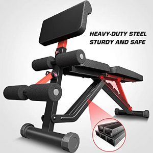 pelpo Weight Bench for Full Body Workout, Adjustable Strength Training Bench Press in Home Gym, Fast Folding Roman Chair Holds up to 440LBS, Power Black