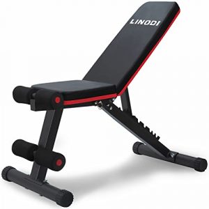 LINODI Weight Bench, Adjustable Strength Training Benches for Full Body Workout, Multi-Purpose Foldable Incline Decline Home Gym Bench