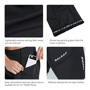 BALEAF Men's Cycling Shorts 3D Padded Bike Bicycle Clothes Road Biking Tights MTB Cycle Pockets UPF 50+ Black Size M