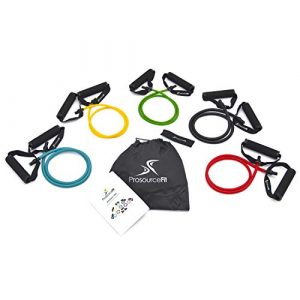 ProsourceFit Tube Resistance Bands Set with Attached Handles, Door Anchor, Carrying Case and Exercise Guide