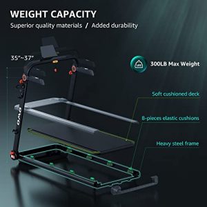 OMA 1012EB Folding Treadmill for Small Spaces Foldable Portable Compact Walking Running Treadmills for Home Gym with 2.25HP 300lb Weight Capacity 48
