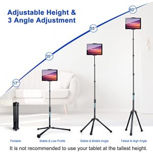 Instafoto iPad Stand Floor, 80'' iPad Tripod Stand with 360° Gooseneck, Tablet Holder for iPad Pro 12.9 /11 /9.7, Cell Phone, Tablet Tripod for Video Recording/ Live Stream