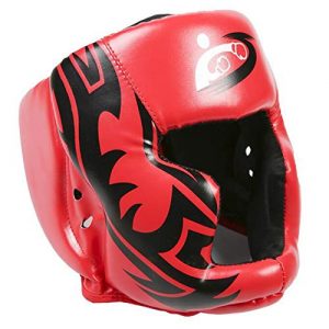 Boxing Headgear, Headgear PU Leather Sparring Helmet for Kickboxing, Boxing, MMA, UFC, Wrestling,Mixed Martial Arts (Red)