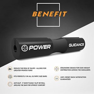 POWER GUIDANCE Barbell Squat Pad - Neck & Shoulder Protective Pad - Great for Squats, Lunges, Hip Thrusts, Weight Lifting & More - Fit Standard and Olympic Bars Perfectly
