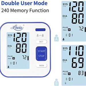 Blood Pressure Monitor Upper Arm, LOVIA Accurate Automatic Digital BP Machine for Home Use & Pulse Rate Monitoring Meter with Cuff 22-40cm, 2×120 Sets Memory