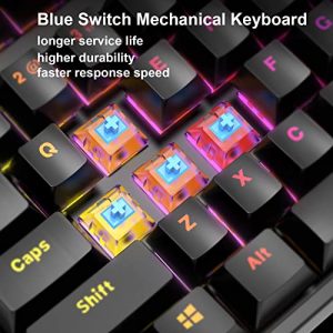 GIM 87 Keys Gaming Keyboard TKL Mechanical Keyboard Blue Switches RGB Backlit Compact Keyboard Portable USB Wired Keyboard for Windows PC Gamers Black