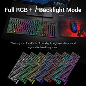 Redragon K509-RGB PC Gaming Keyboard 104 Key Quiet Low Profile RGB Keyboard Backlit Dyaus Mechanical Feel Keyboard for Windows PC (Without Edge Side Light Illumination)