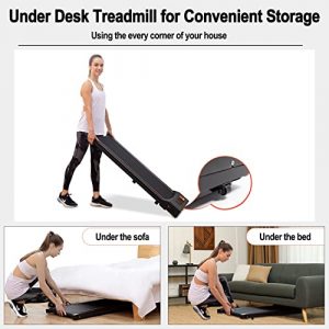 TODO Under Desk Treadmill Electric Portable Walkstation Installation Free, Slim Flat with Remote Control and LED Display, Walking Jogging for Home Office Use