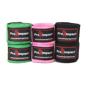 Pro Impact Mexican Style Boxing Handwraps 180" with Closure – Elastic Hand & Wrist Support for Muay Thai Kickboxing Training Gym Workout or MMA for Men & Women - Case Packs (3 Pack Black Pink Green)
