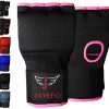 Jayefo Sports Kickboxing Speed Wraps Fast Hand Wraps for Boxing Gloves Inner Insert Fingerless Padded Knuckle Training Krav MAGA Muay Thai MMA Wrist Wraps Rap Men & Women-Pair (Black/Pink, L/X-L)