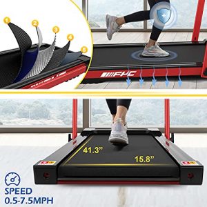 FYC Under Desk Treadmill for Home 2-in-1 Folding Treadmill 2.5HP Compact Exercise Workout Electric Foldable Running Machine Portable Treadmill for Running and Walking, Installation-Free (Red)