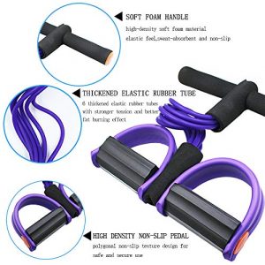 FateFan Multifunction Tension Rope, 6-Tube Elastic Yoga Pedal Puller Resistance Band, Natural Latex Tension Rope Fitness Equipment, for Abdomen/Waist/Arm/Leg Stretching Slimming Training (Purple)