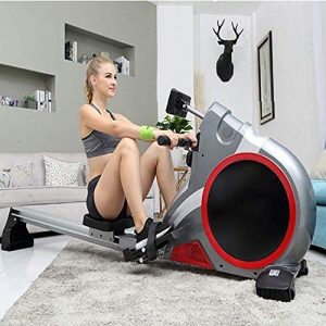 ZOUSHUAIDEDIAN Rowing Machine Magnetic Rower for Home Use Foldable 15 Quiet Resistance Levels Cardio Workout for Fitness with LCD Monitor Foldable Design Saves Space，Silver
