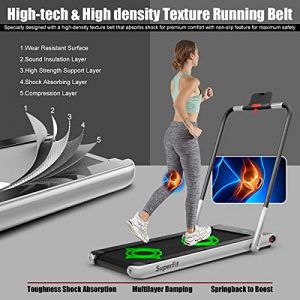 Goplus 2 in 1 Folding Treadmill, 2.25HP Under Desk Electric Superfit Treadmill, Installation-Free with APP Control, Remote Control, Bluetooth Speaker and LED Display, Jogging Walking for Home/Office