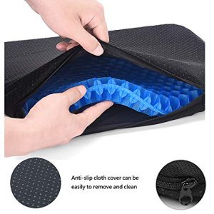 Kaariss Gel Seat Cushion-Double Layer Breathable Honeycomb with Non-Slip Cover for Pressure Sore Relief and Long Sitting Perfect for Wheelchair,Cars （M 16.5“ X 14.7“ X 1.6“）