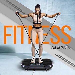 Standing 3D Vibration Board Exercise Machine - Whole Body Workout Vibration Fitness Platform Passive Exercise - 2 Motor 3D Motion Technology, Resistance Band - Weight Loss & Toning - SereneLife SLVBX3