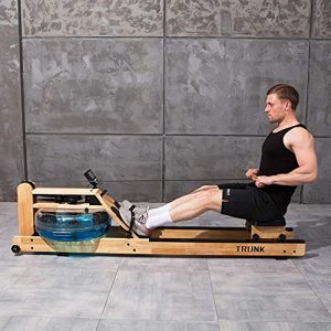 TRUNK Water Rowing Machine for Home Gym Fitness, Classic Solid Wood Water Rower with Bluetooth Monitor Whole Body Exercise Cardio Training