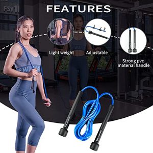 Light weight adult & kids adjustable skipping rope speed jumping rope workout jump rope for burning Exercises MMA cross-fit training boxing (blue)