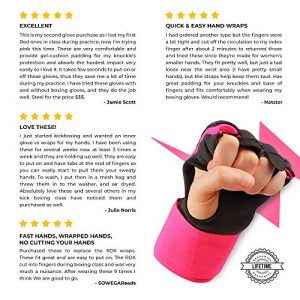 Hand Wraps Boxing Inner Gloves - Gel Elasticated Padded Bandages Mitts Long Wrist Support for MMA Muay Thai Kickboxing Martial Arts Training | Fist Protector (Pink, S / M)
