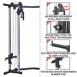 papababe Power Cage, Squat Rack with Cable Crossover Machine Power Rack with LAT Pull Down Attachments