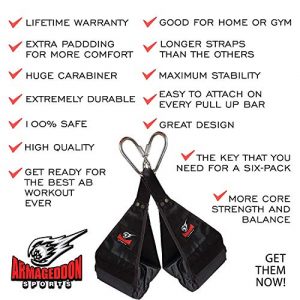 Premium Ab Slings Straps - Rip-Resistant Heavy Duty Pair for Pull Up Bar Hanging Leg Raiser Fitness with Big D-ring Steel Quick Connectors, Superb Arm Padding for Abdominal Training Workout Equipment