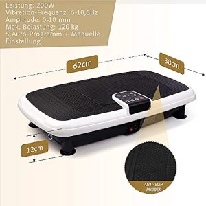 Vibration Plate Ultra Slim Fitness Platform for at Home with Fitness Bands & Remote Control Fitness Vibration Device for Full-Body Training Vibration Trainer 20 Levels correspond to 99 Levels 120kg