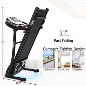 Merax Electric Folding Treadmill – Easy Assembly Fitness Motorized Running Jogging Machine with Speakers for Home Use, 12 Preset Programs (Black)