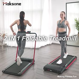 Maksone 2 in 1 Folding Treadmill for Home, Foldable Treadmill, Under Desk Electric Treadmill Walking Jogging Machine with Remote Control, Installation-Free (Red)