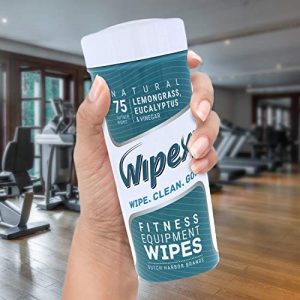 Wipex Natural Wipes for Fitness in Lemongrass & Eucalyptus, Gyms, Yoga, Peloton Cycles, Treadmills and Home, 75 Wipes per Canister