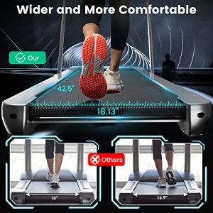 Bobiber Under Desk Treadmill, 2 in 1 Folding Treadmill 265 lb Capacity 3.0 HP Widen Running Belt Walking Pad to Increase Productivity and Promote More Restful Sleep (Silver-Gray)