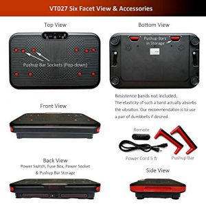 VT027 Vibration Plate Machine - Pivotal Oscillation (5 -14Hz),10mm Amplitude | Patented Aluminum Twin-Coupler Design | Detachable Push-up Bars | Powerful Large Platform in Ultra-Thin Machine Body