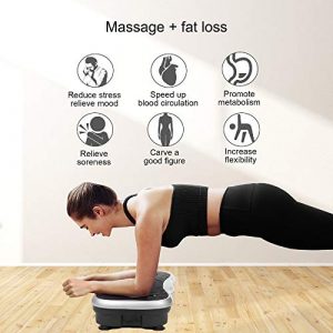 Real Relax Mini Vibration Plate Exercise Machine Full Whole Body Workout Home Massager and Fitness Platform Weight Loss & Toning, with Resistance Band，Remote Control and Support 330Ibs，Silver