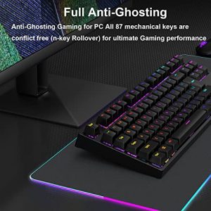 GIM 87 Keys Gaming Keyboard TKL Mechanical Keyboard Blue Switches RGB Backlit Compact Keyboard Portable USB Wired Keyboard for Windows PC Gamers Black