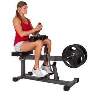 XMark 11-Gauge Seated Calf Raise with Height Adjustable Swiveling Thigh Pads, Dual Olympic Weight Posts, and Wide, Textured Non-Slip Foot Brace Bar XM-7613